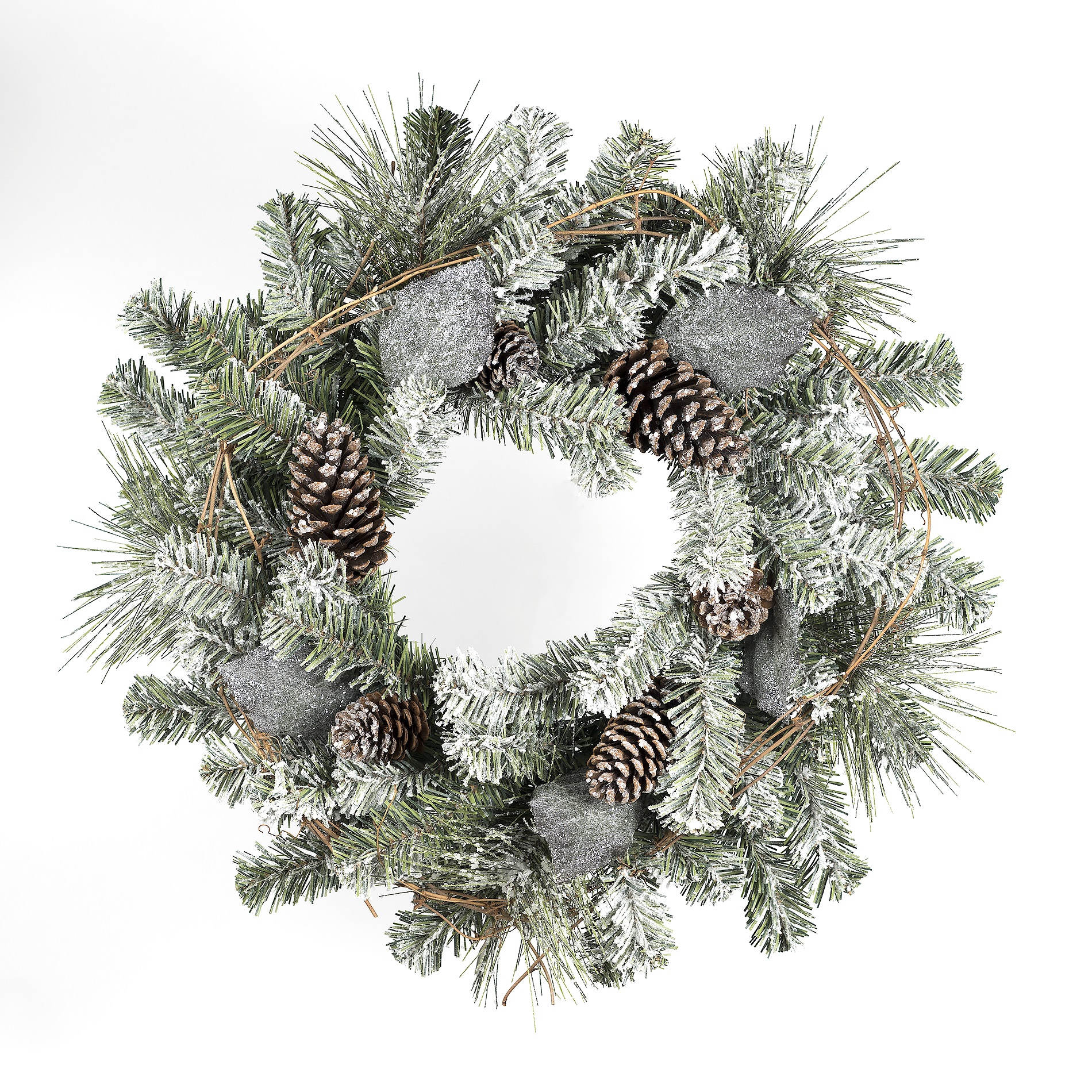 DONNER & BLITZEN 24" Frosted Pine Wreath