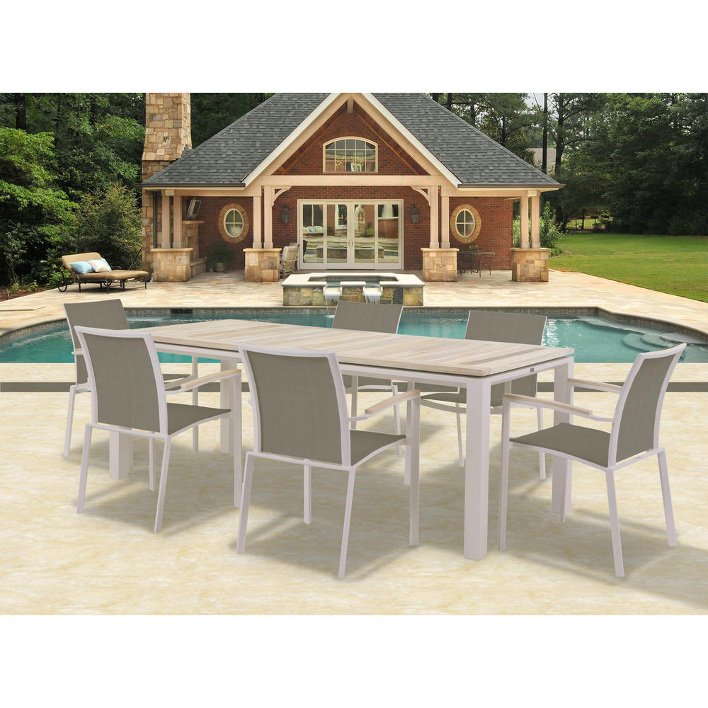 Bellini Home and Gardens Puebla Crema 7 Pc Dining Set in Taupe