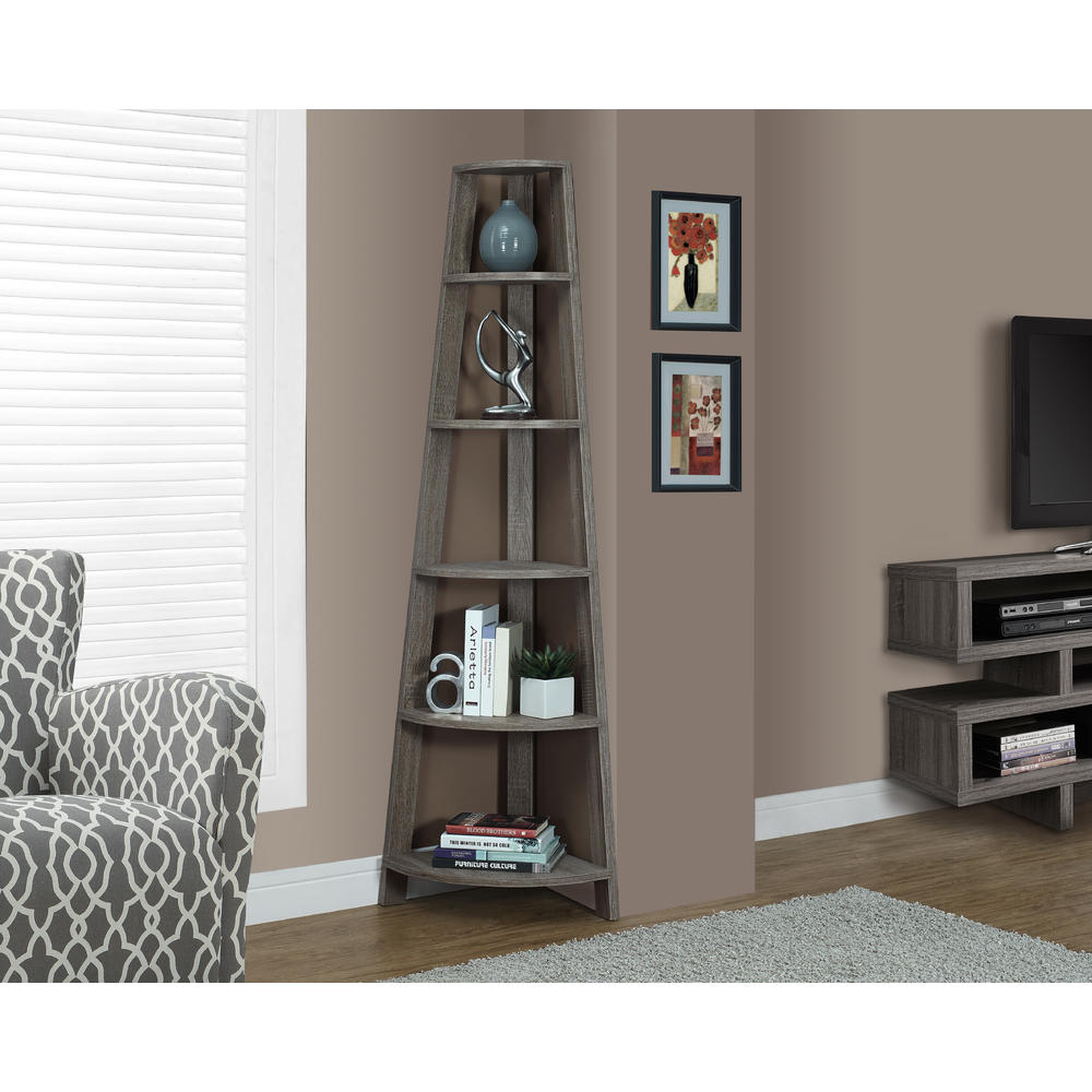 Monarch Specialties BOOKCASE - 72"H / DARK TAUPE ACCENT ETAGERE