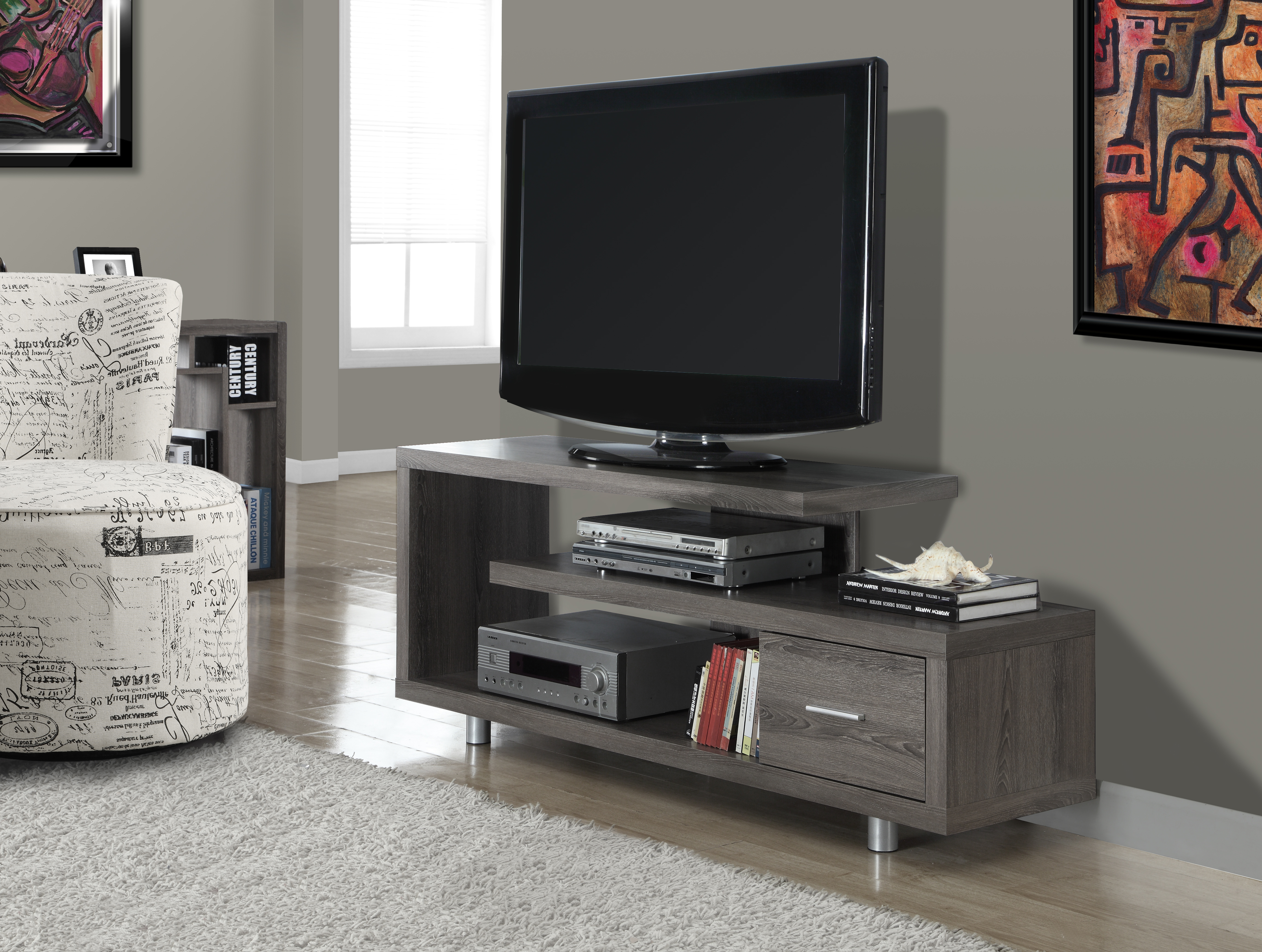 Monarch Specialties TV STAND - 60"L / DARK TAUPE