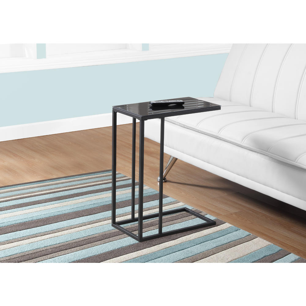 Monarch Specialties Accent Table - Black Metal / Black Tempered Glass