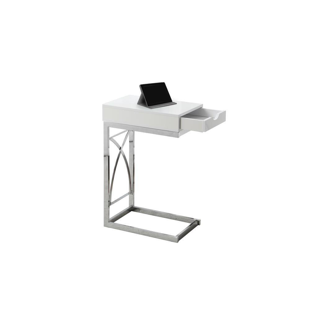 Monarch Specialties Accent Table - Chrome Metal With A Drawer