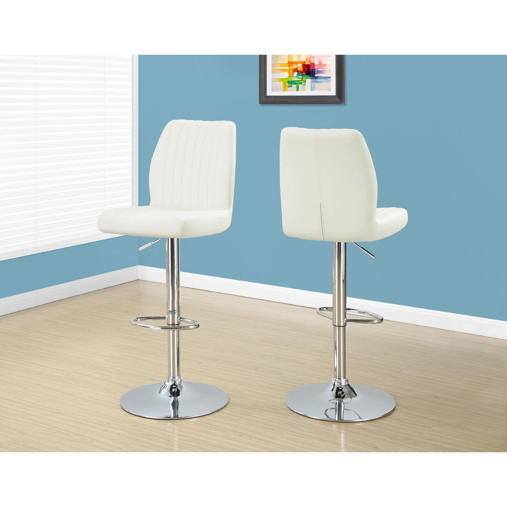 Monarch Specialties Barstool - 2Pcs /Leather-look Chrome Metal Hydraulic Lift