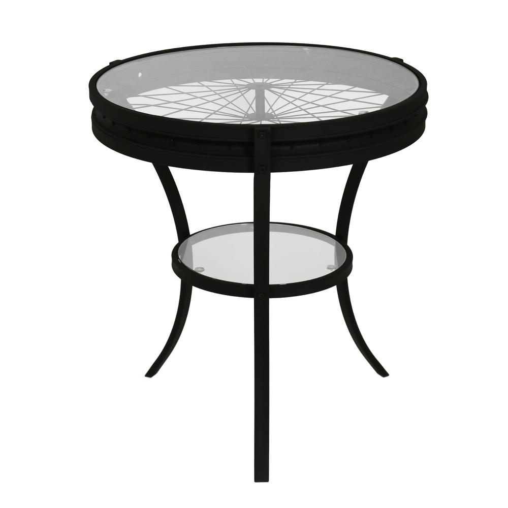 Monarch Specialties ACCENT TABLE - 20"DIA / BLACK WITH TEMPERED GLASS
