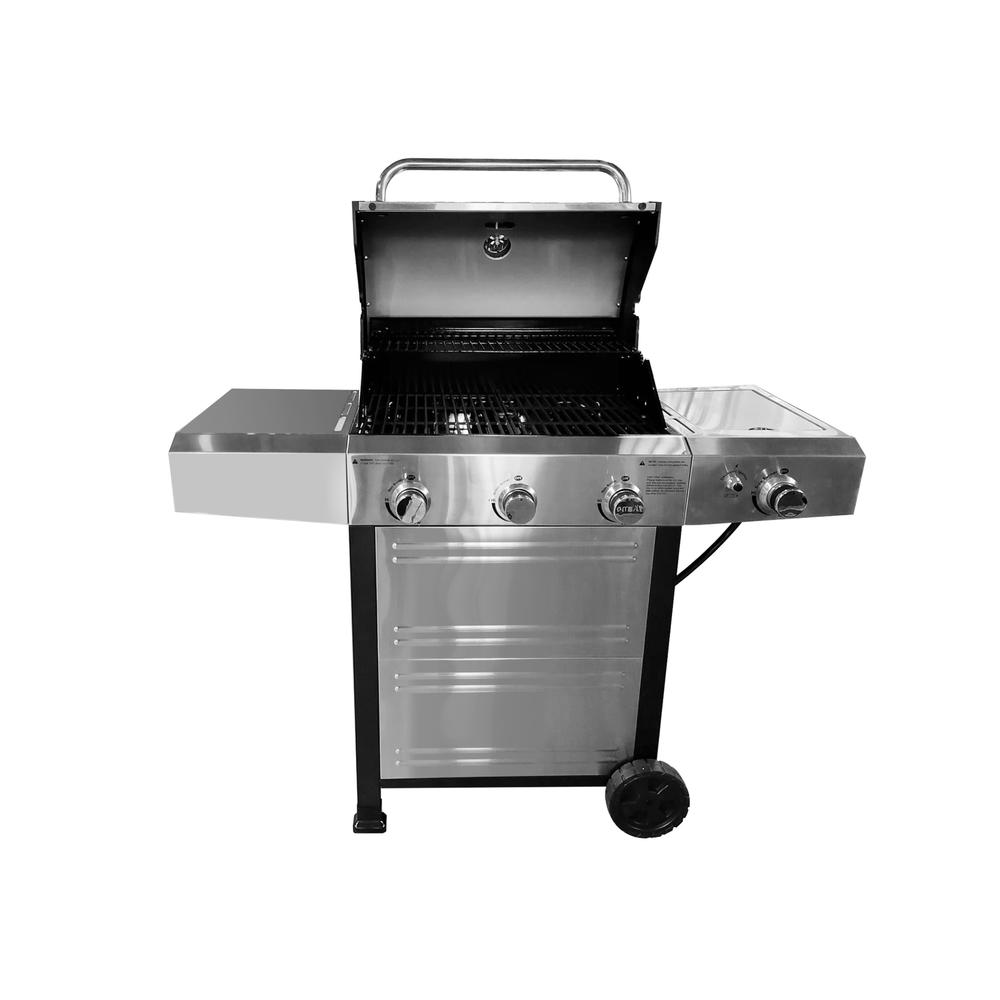 RINKMO 3 Burners with Side Burner Gas Grill Silver