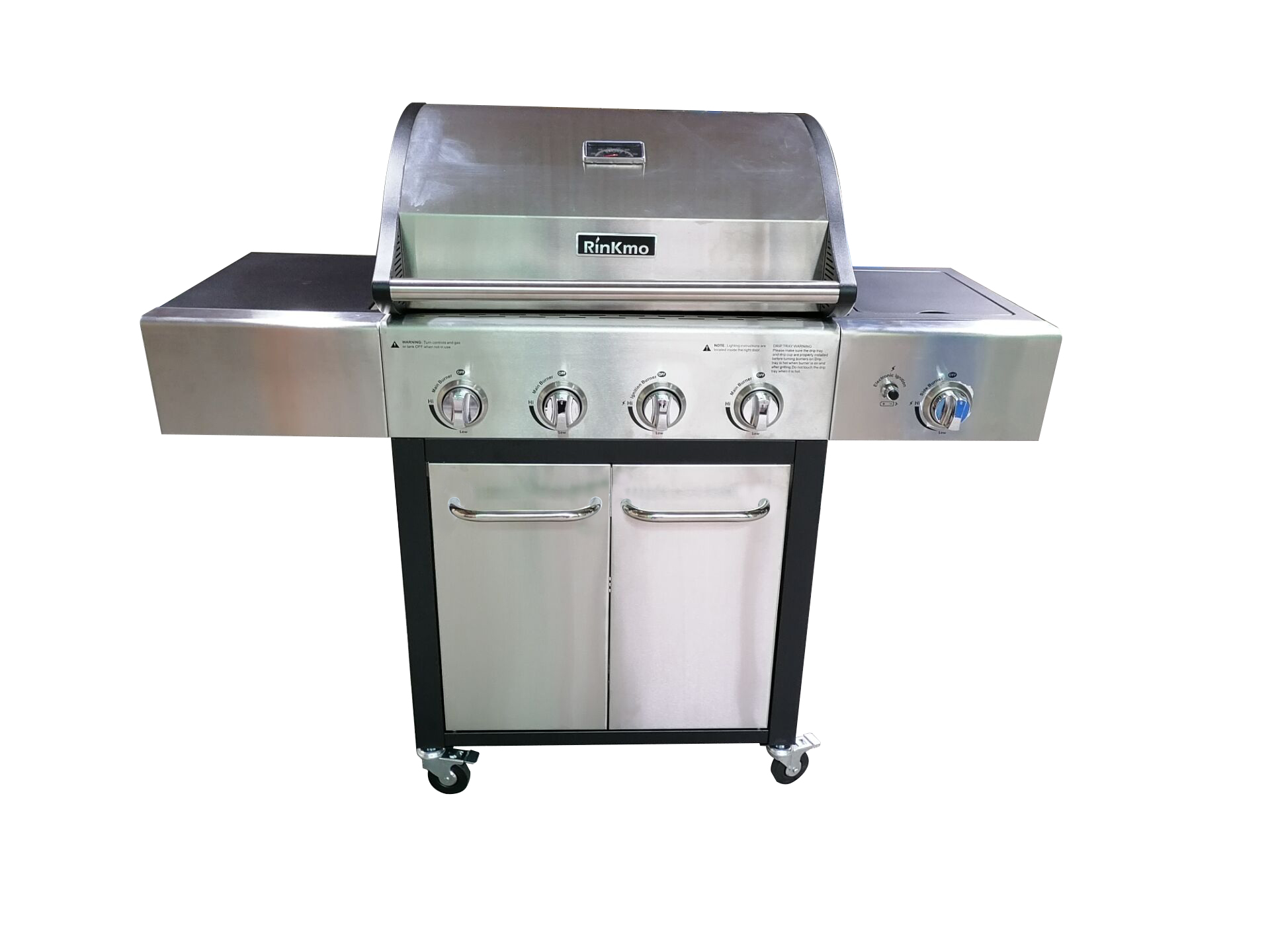RINKMO 4 Burners Grill with Searing Side Burner Silver