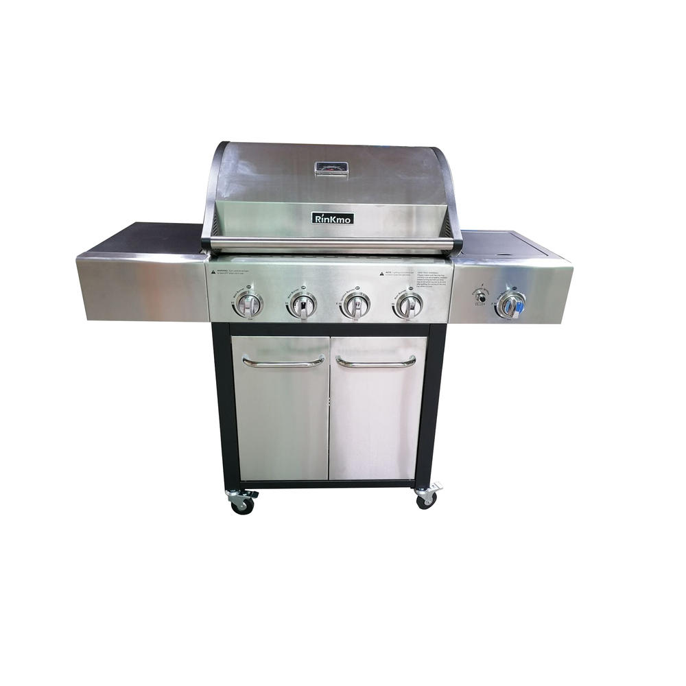 RINKMO 4 Burners Grill with Searing Side Burner - Silver