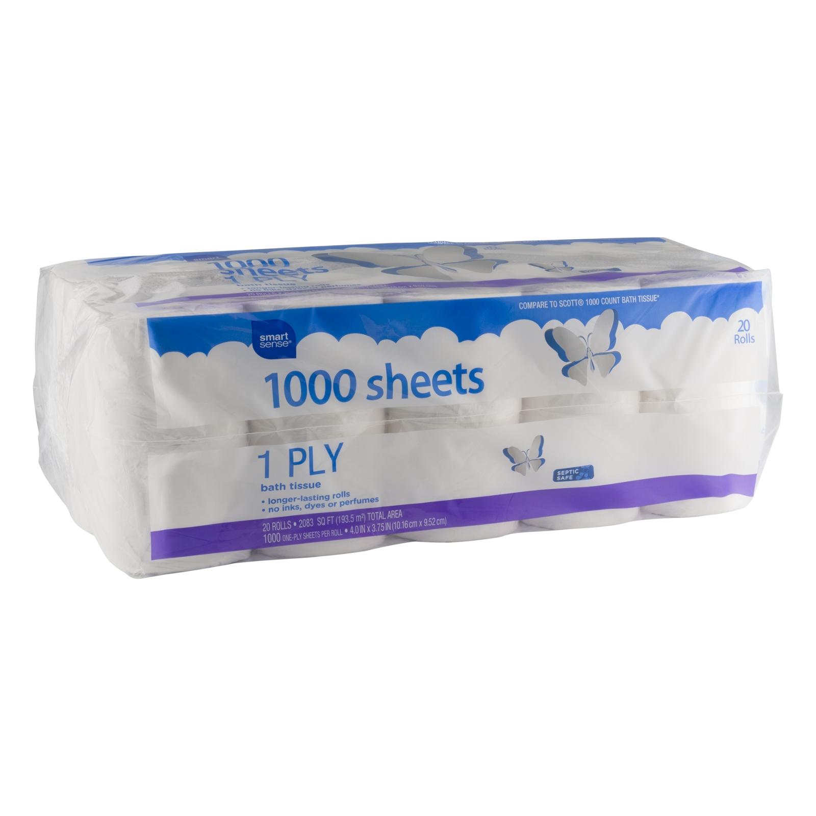 Smart Sense 100 Sheets, 1 Ply Bath Tissue - 20 CT