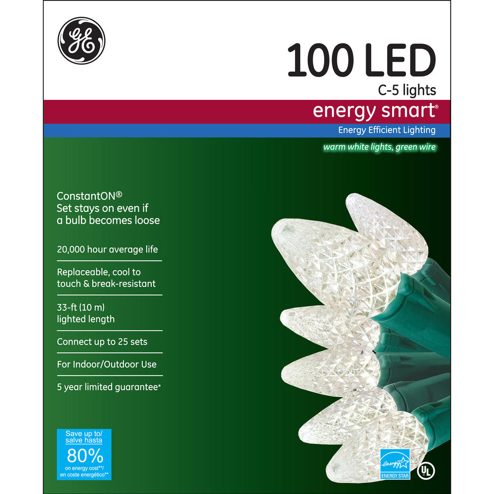 GE Energy Smart® 100ct LED Crystal C5 Christmas Light Set  Warm White