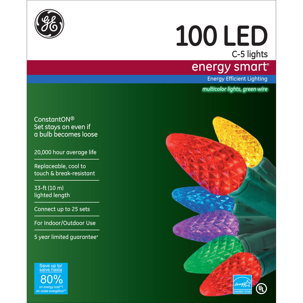GE Energy Smart® 100ct LED Crystal C5 Christmas Light Set  Multi Color