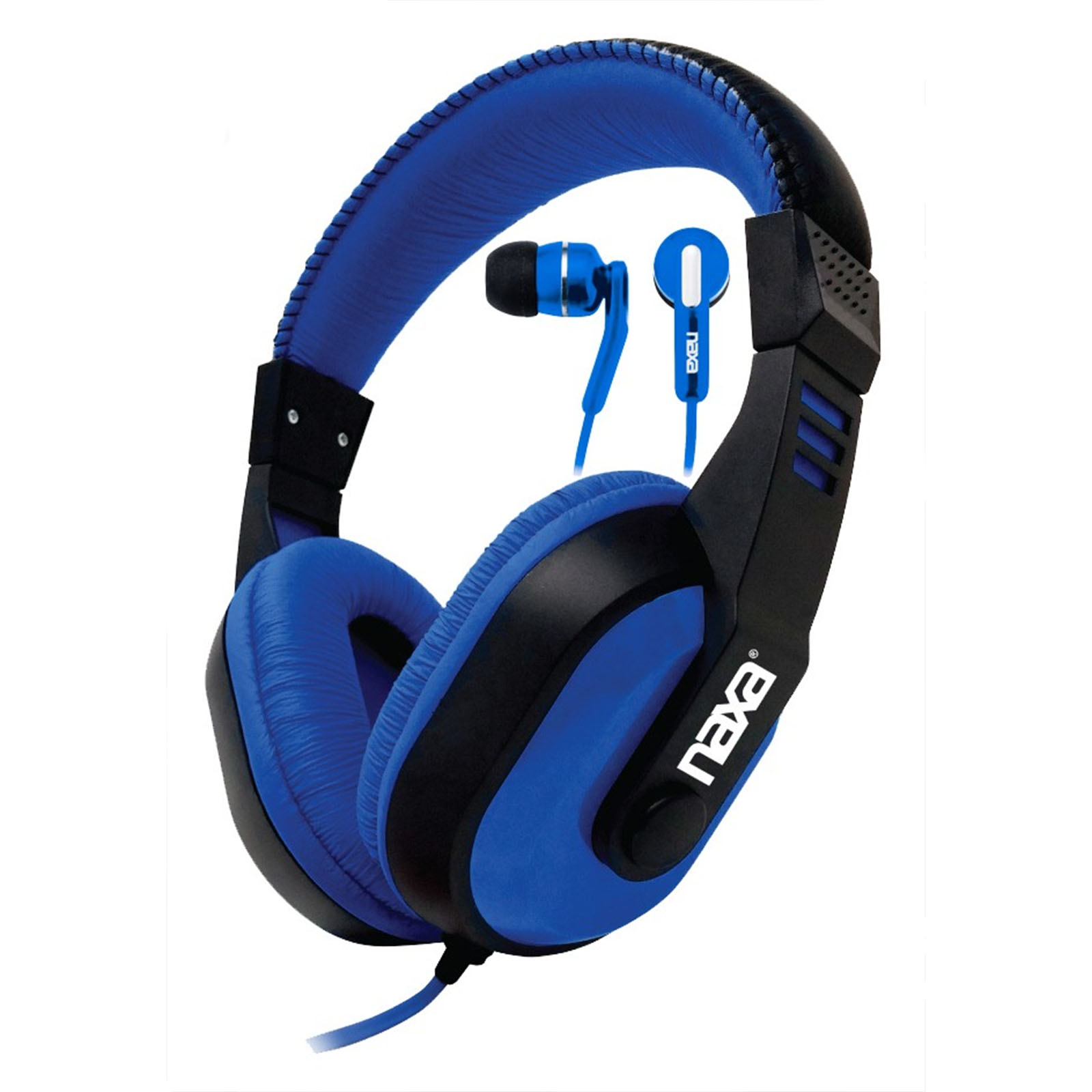 Naxa 97091509M DJZ Ultra Plus Headphones and Earphones Combo-Blue, Blue Naxa 97091509M DJZ Ultra Plus Headphones and Earphones Combo-Blue, Blue