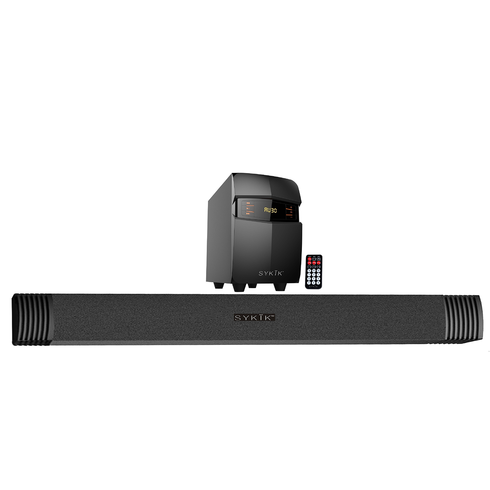 Sykik 97099714M Bluetooth Sound Bar with Subwoofer, Wireless Remote, FM