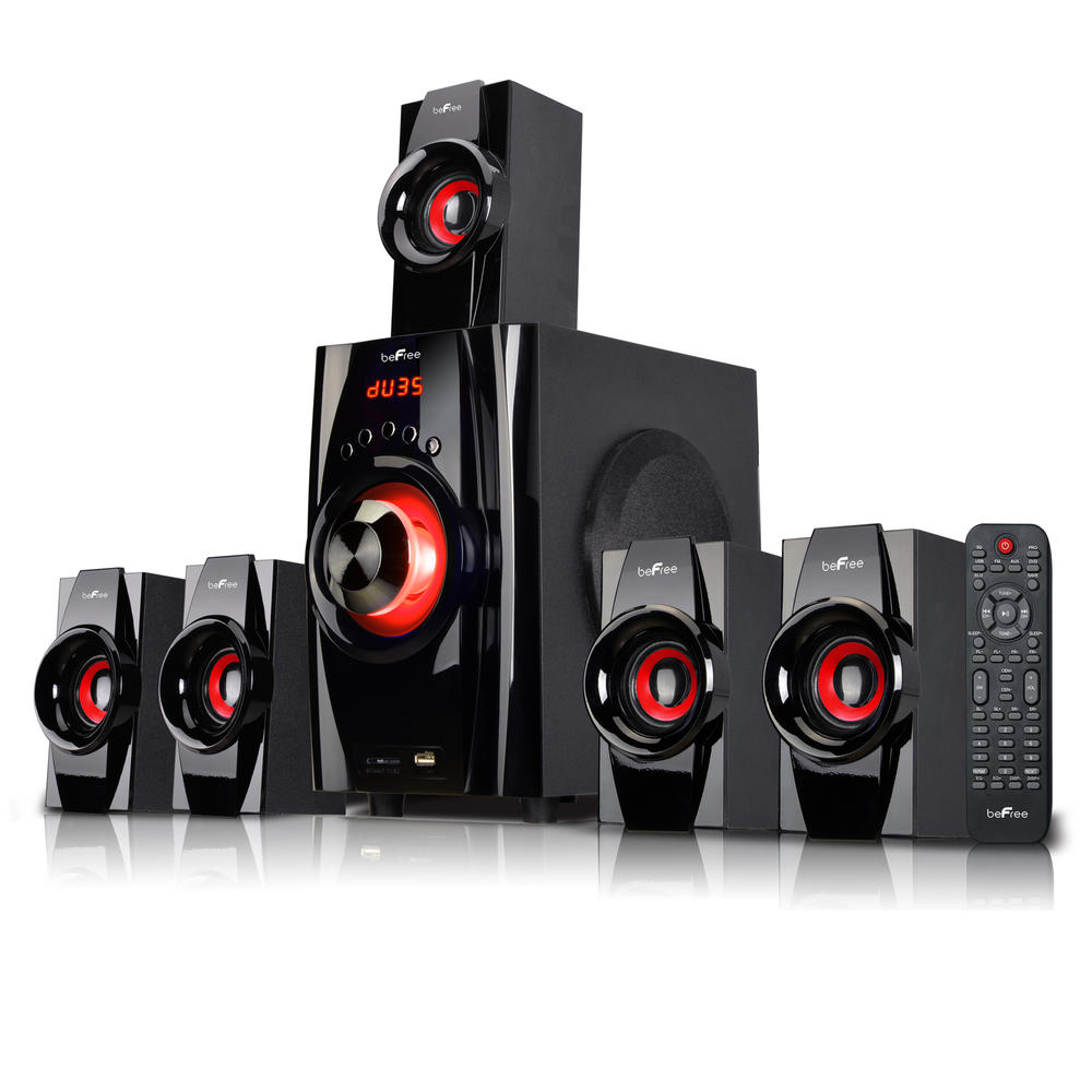 Befree Sound 97092794M  5.1 Channel Surround Sound Bluetooth Speaker System- Red