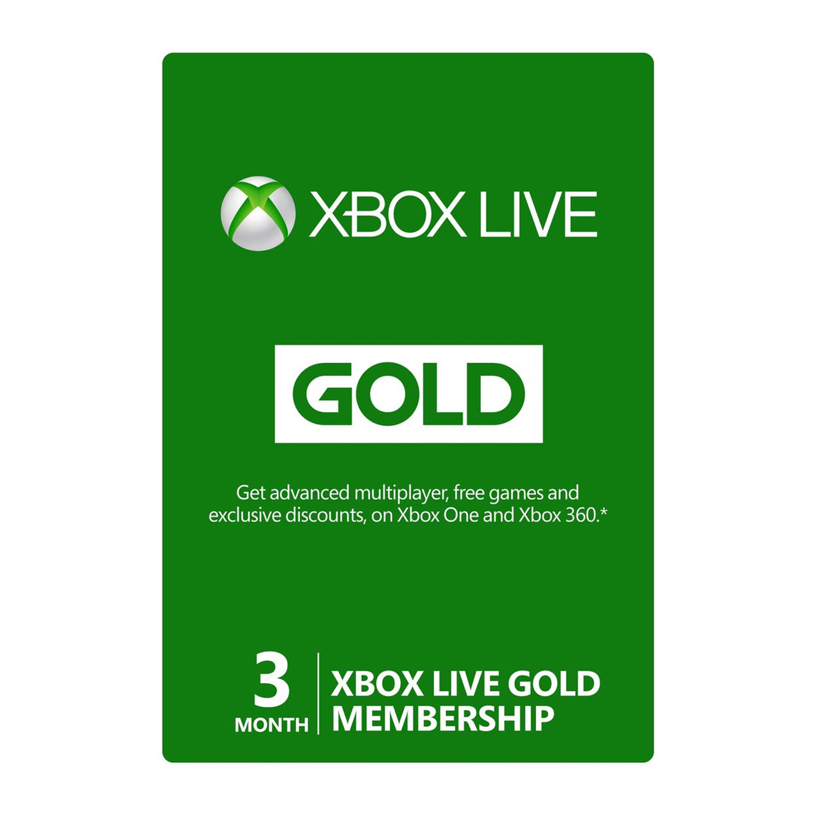 Microsoft Xbox Live 3 Months Gold Membership Card