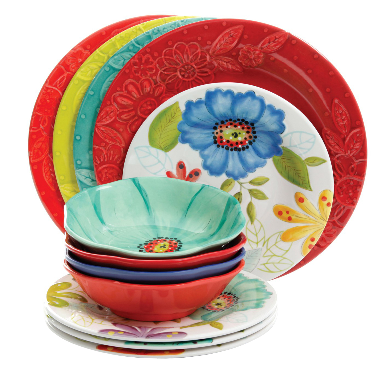 Flora 12 Pc Mix Match Dinnerware Set Durable Perfect if you have kids