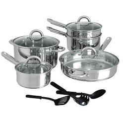 Gibson Home Abruzzo 12 Piece Stainless Steel Cookware Set, Silver