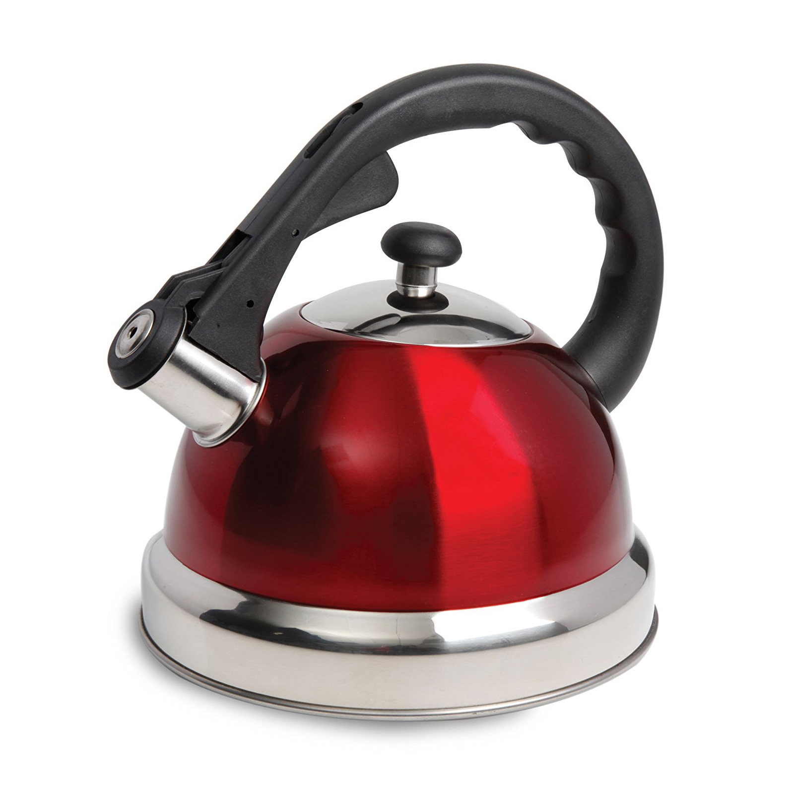 Mr. Coffee 970100683M Claredale 1.7 Qt Whistling Tea Kettle - Red - Nylon Handle - SS
