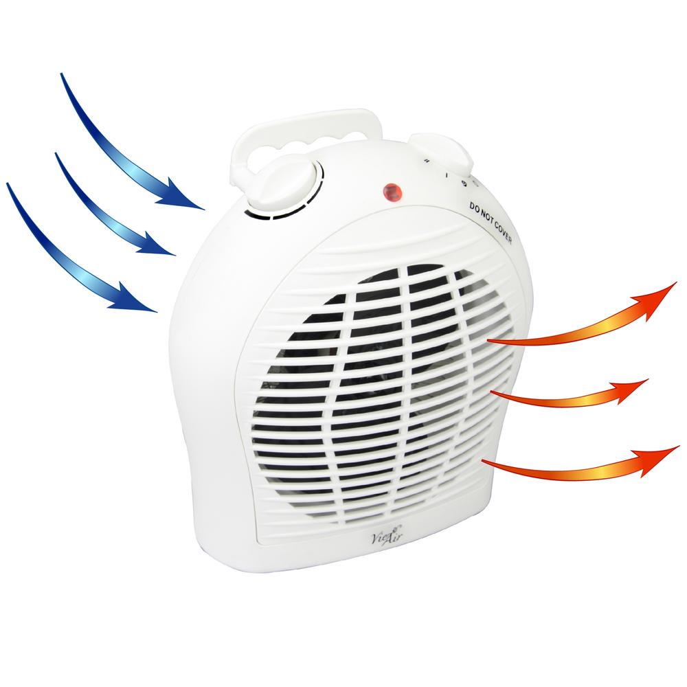Vie Air 970100344M  1500W Portable Dual Setting White Fan Heater with Adjustable Thermostat