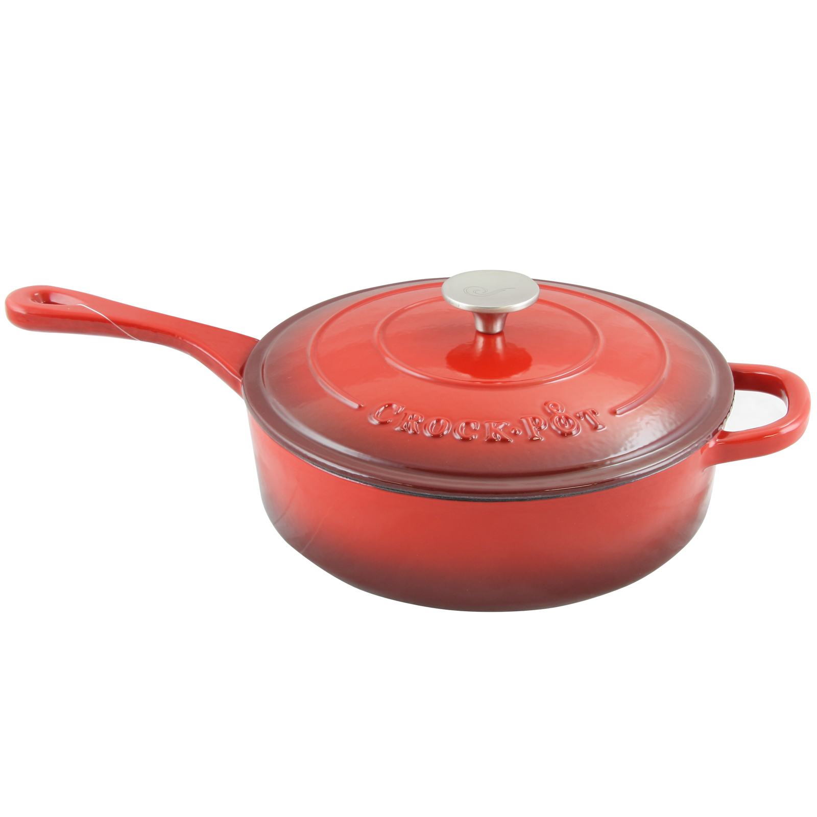 Crock-Pot. Artisan Enameled 3.5 Quart Cast Iron Deep Saut&#233; Pan With Self Basting Lid in Scarlet Red