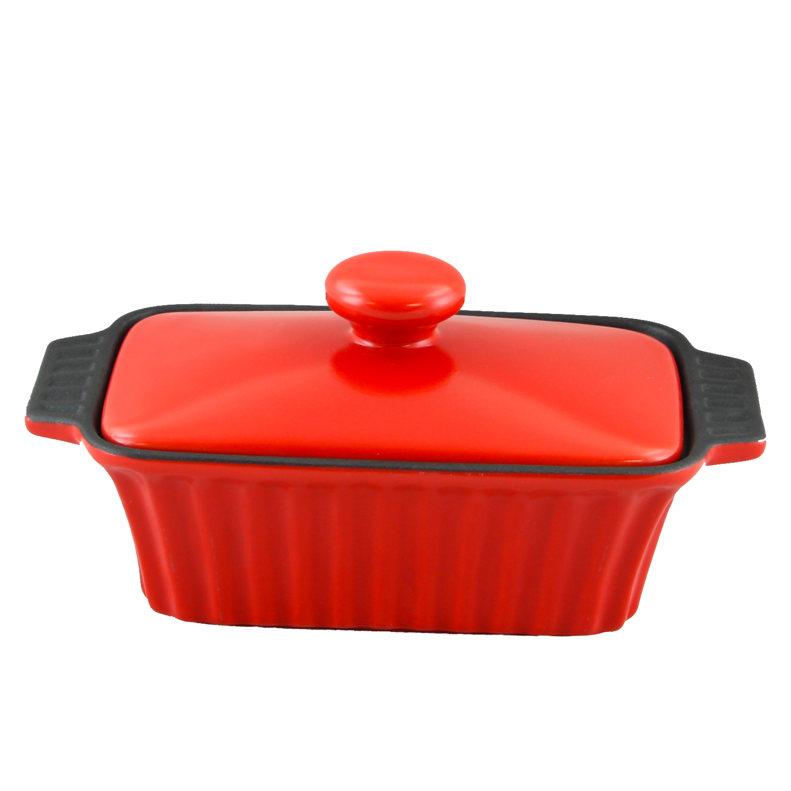 Crock-Pot  Denhoff 8.5" Ribbed Casserole Dish in Red with Lid