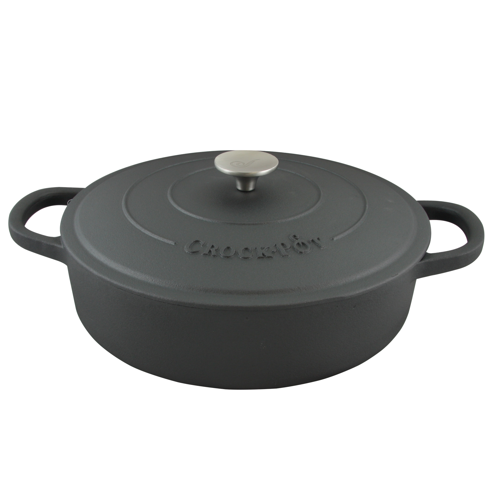 CrockPot. Artisan 5 Quart Preseasoned Cast Iron Round Braiser Pan with
