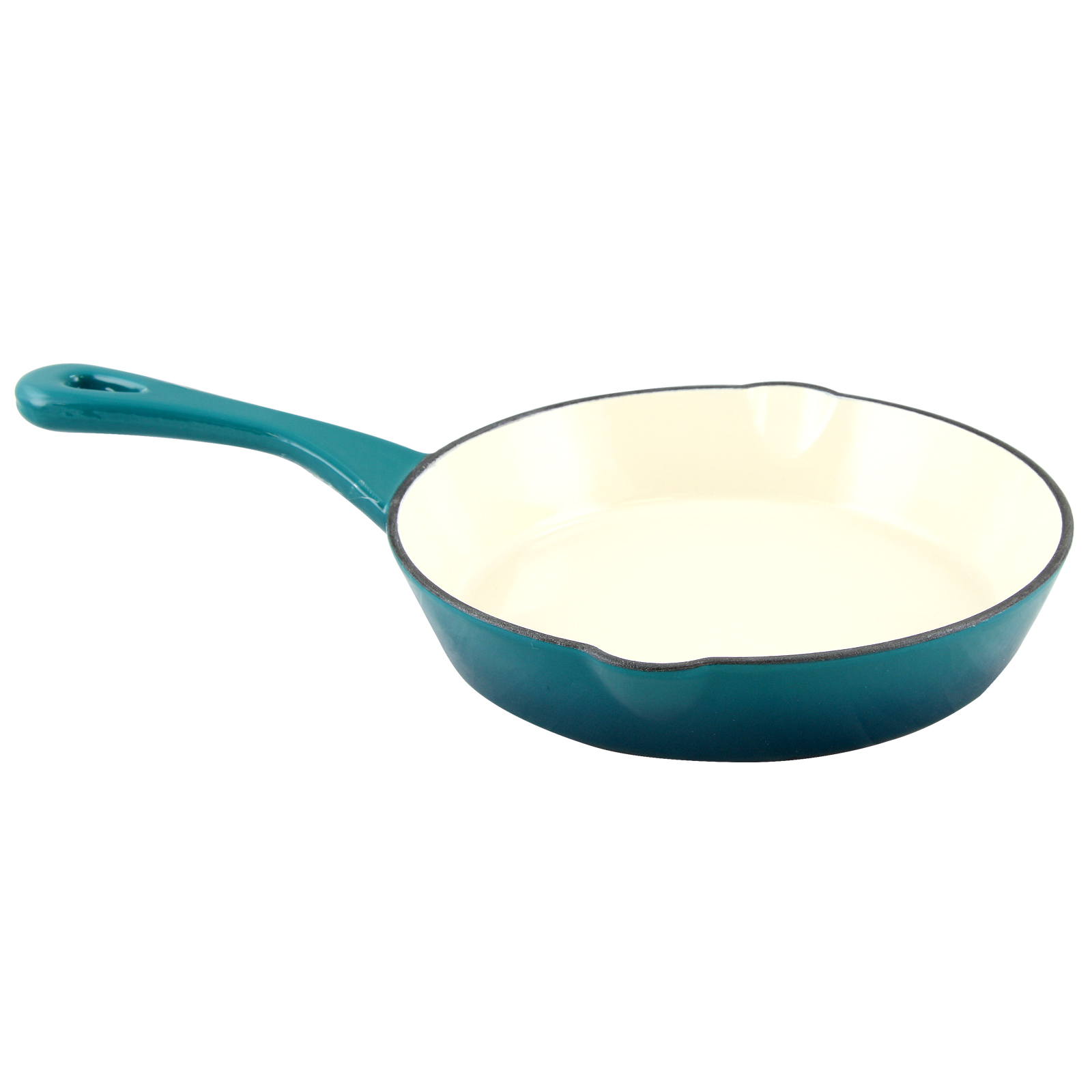 Crock-Pot. Artisan Enameled 8" Round Cast Iron Skillet in Teal Ombre