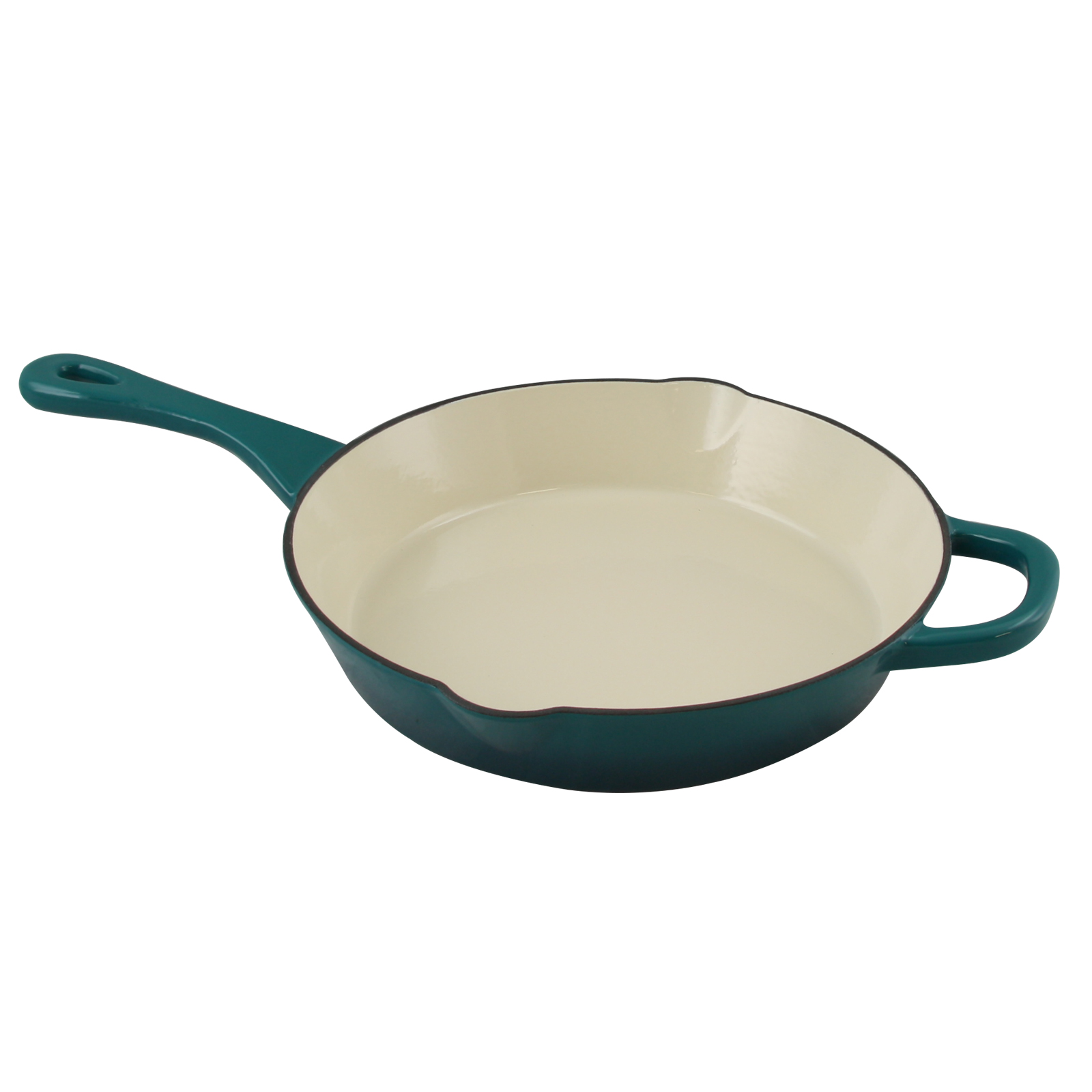 Crock-Pot. Artisan Enameled 10" Round Cast Iron Skillet in Teal Ombre