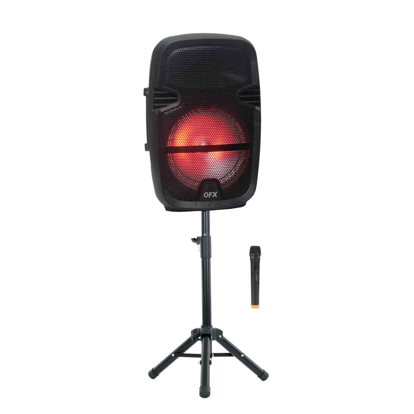 Quantum FX 970101711M Portable Party Speaker Battery Powered Bluetooth PA Speaker with Microphone and Stand Included