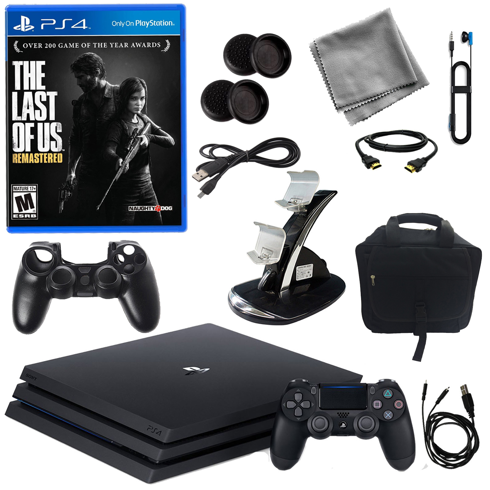 Sony PlayStation Pro 1TB Console with Last of Us Game, Console Bag and Accessories Bundle