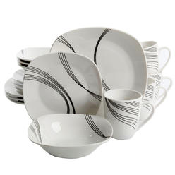 Gibson Curvation 16-Piece Soft Square Dinnerware Set in White