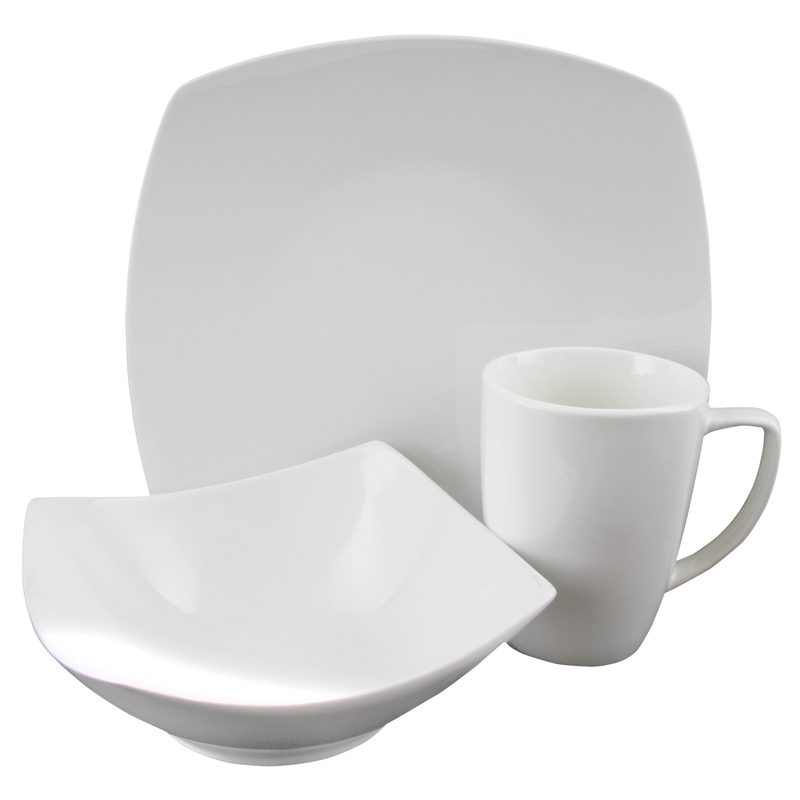 Gibson Zen Buffetware 12 Piece Square Dinnerware Set in White