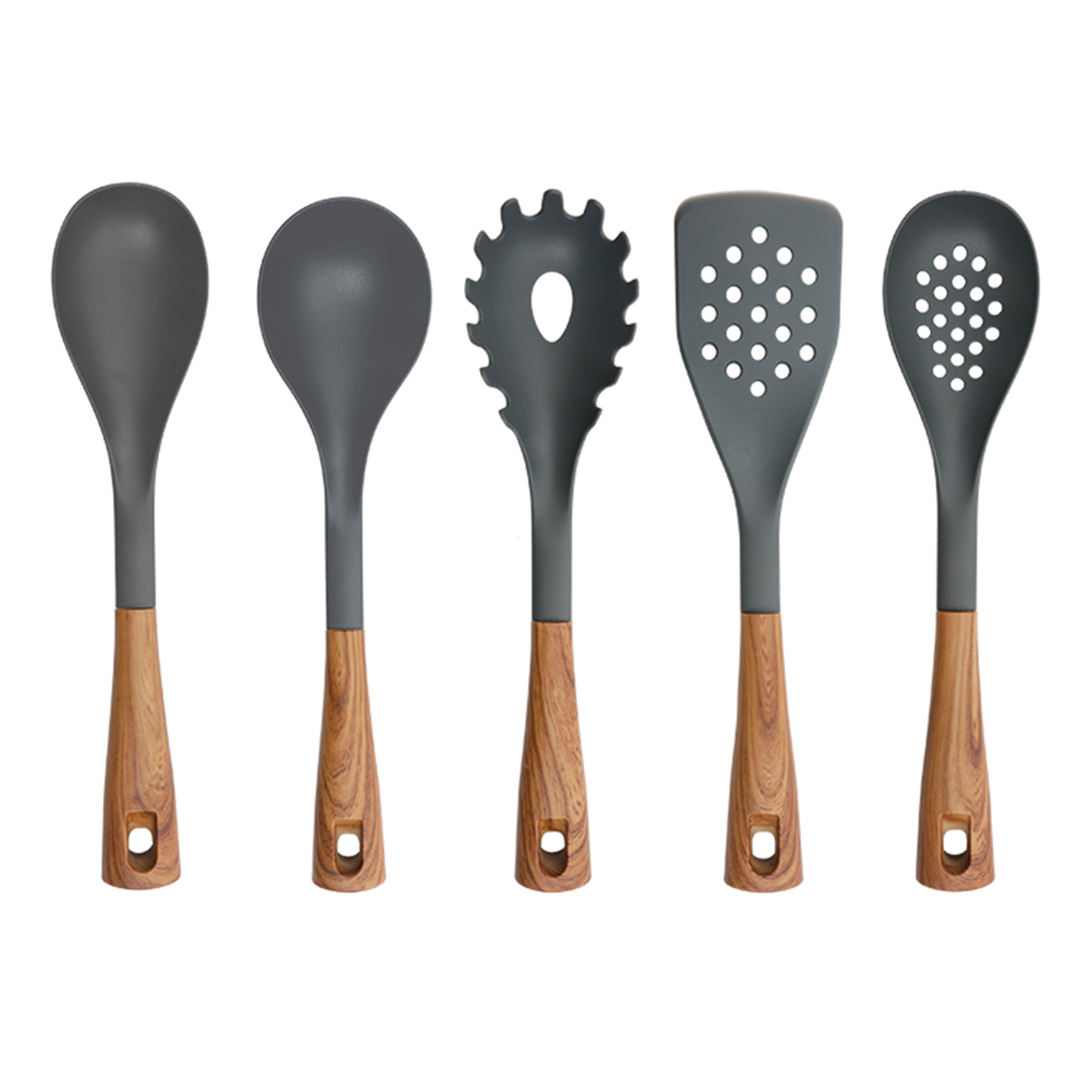 Oster  Everwood Kitchen 5-Piece Nylon Tools Set with Wood Inspired Handles