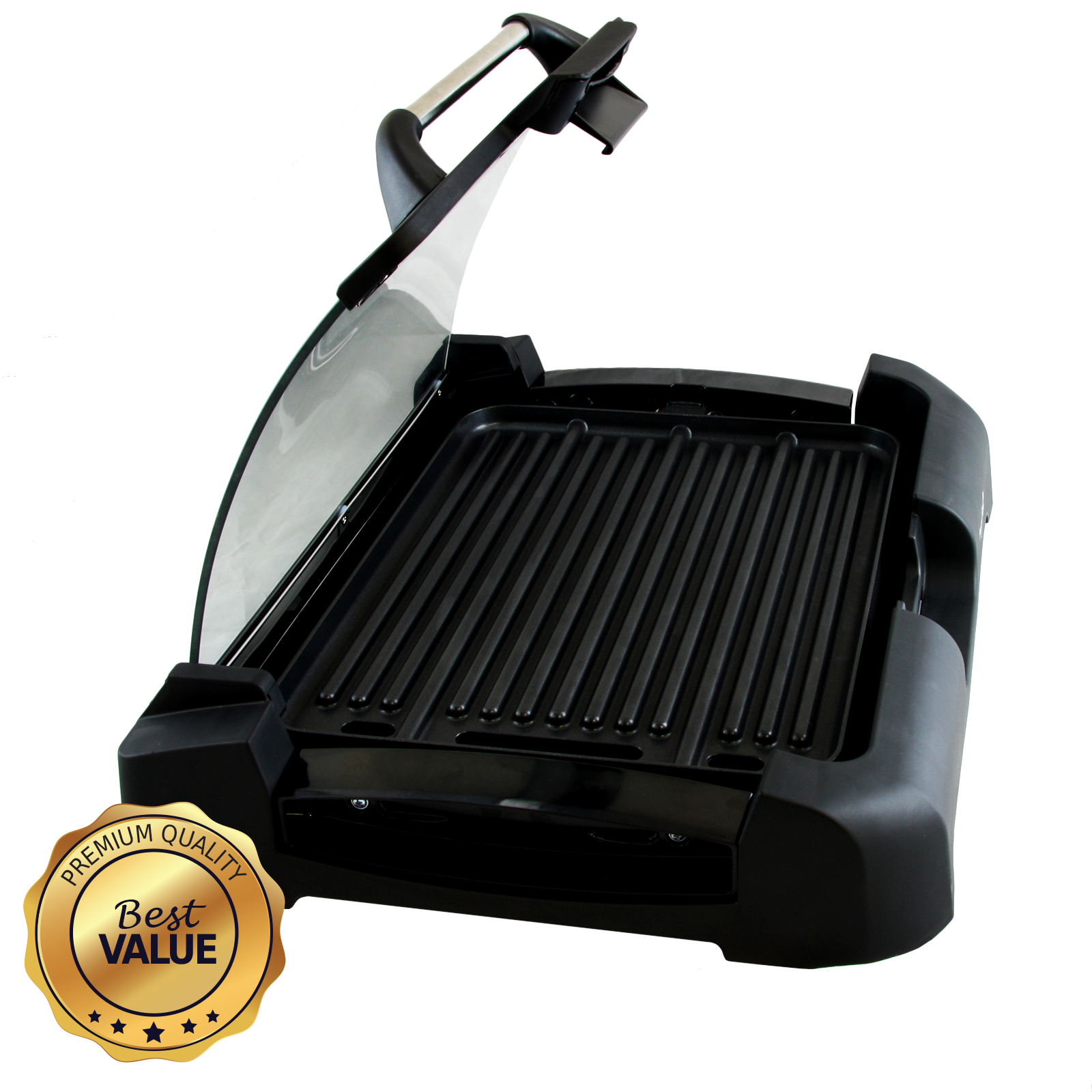 MegaChef 970101713M Reversible Indoor Grill and Griddle with Removable Glass  Lid