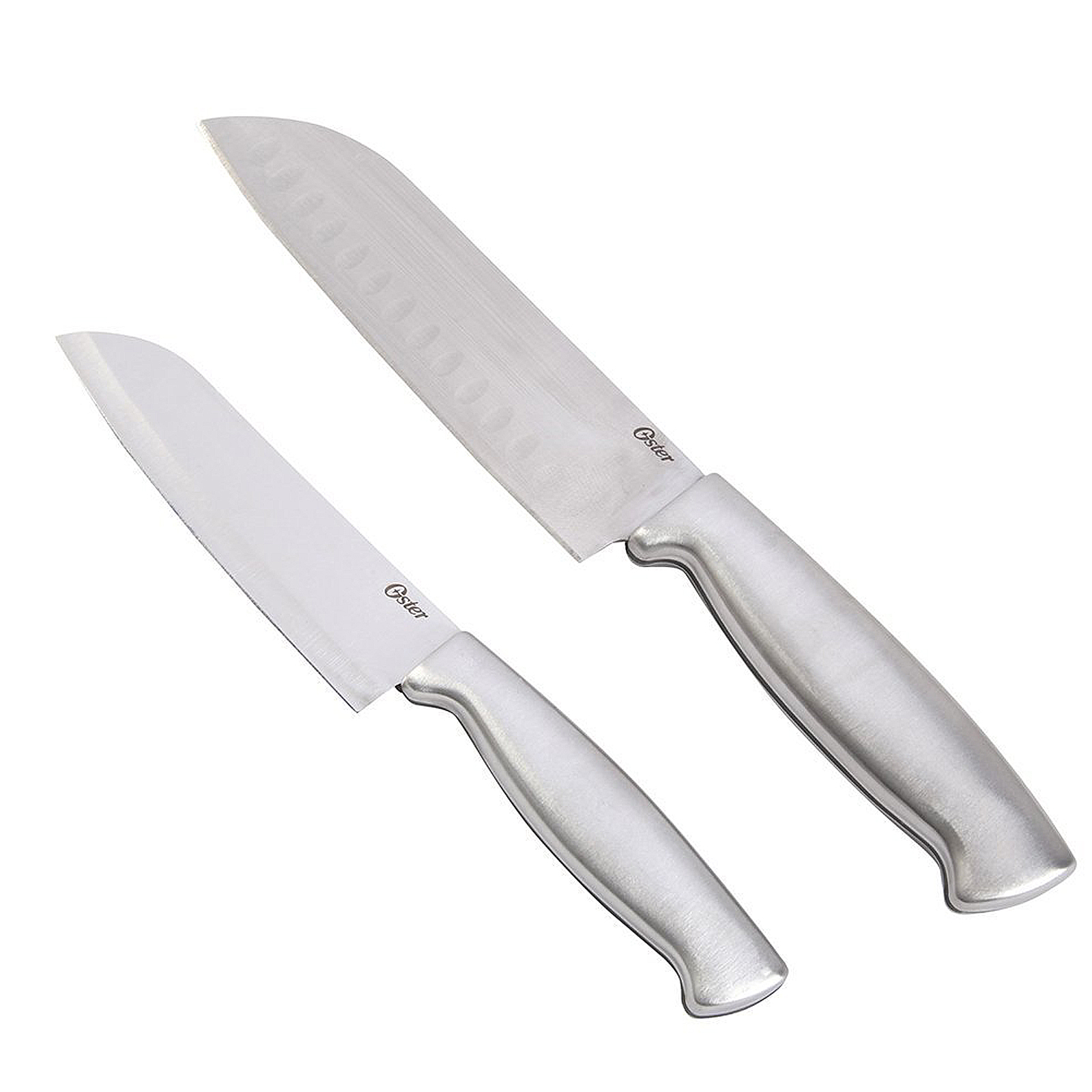 Oster Baldwyn 2 pc Santoku Knife Set - Stainless Steel Handle - SS - 1.2 mm - Clam Pack