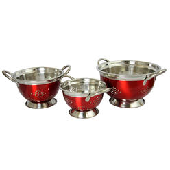 Oster 109496.03 Metaline Round Asian Colander&#44; Metallic Red - Pack of 3