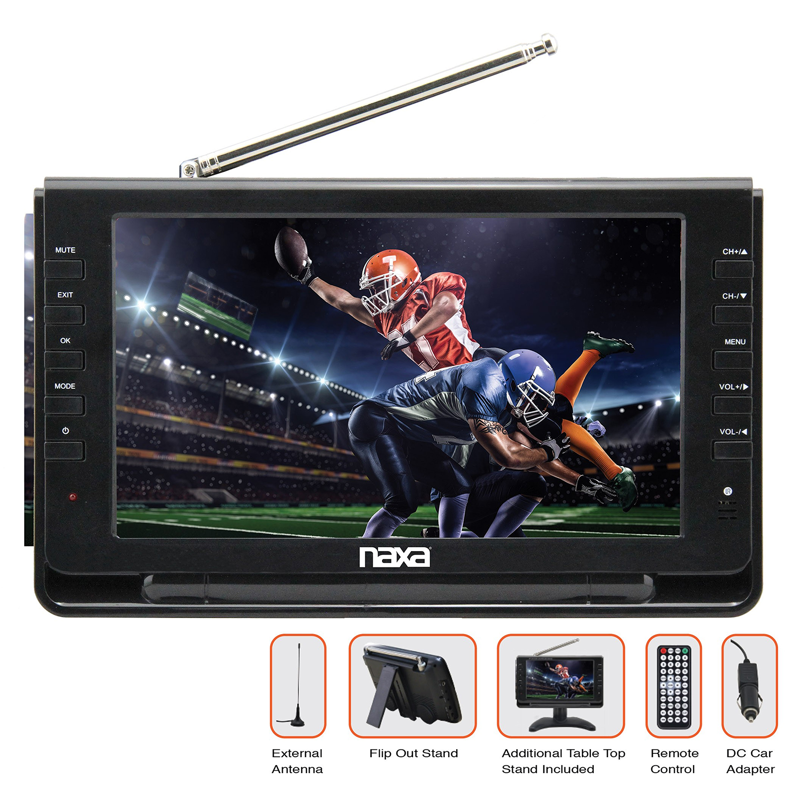 Naxa 97092607M 9" Portable TV & Digital Multimedia Player - Black