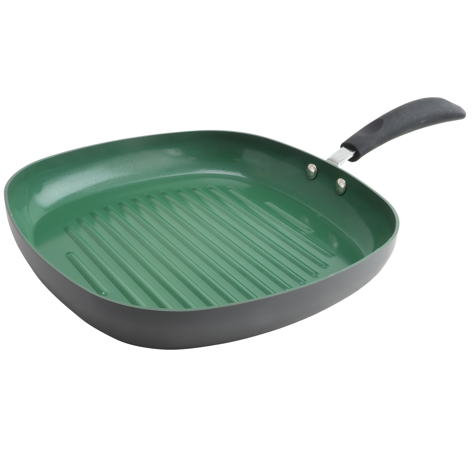Eco Friendly Home Hummington 11 inch Green Ceramic Non-Stick Grill Pan in Matte Grey