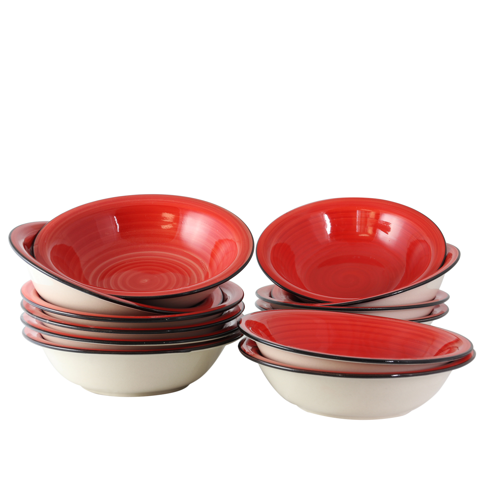 Gibson Home Color Vibes 12 Piece 8.25 inch Bowl Set in Red