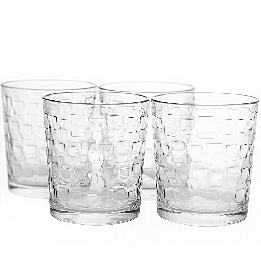 Gibson Home Great Foundations 4 piece 13 oz Embossed Glass Set