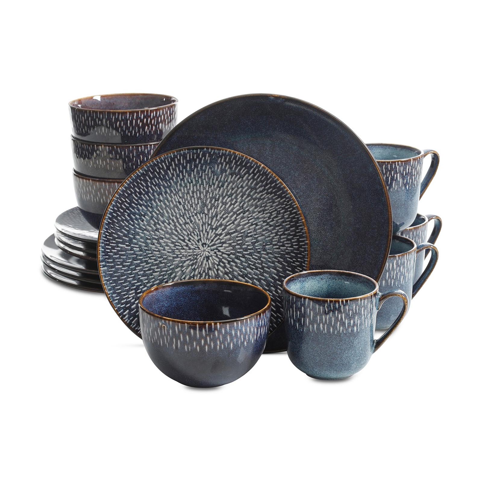 Gibson Elite Matisse 16Piece Double Bowl Dinnerware Set, Cobalt Shop