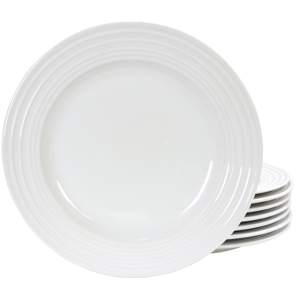 Gibson Home Plaza Cafe 10.5" Dinner Plate Set in White, Set of 8