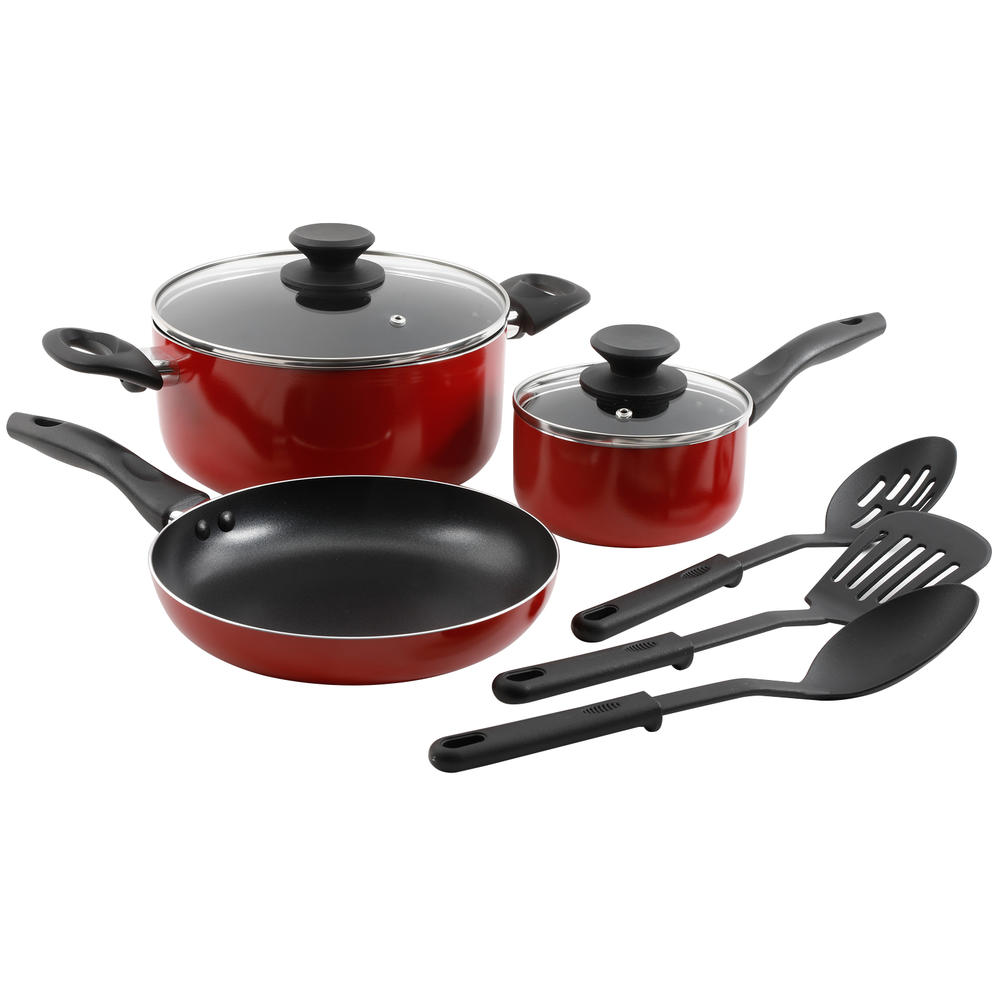 Gibson Home Palmer 8pc Cookware Set in Red