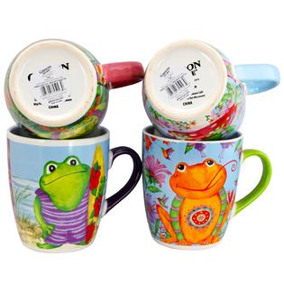 Gibson Home Froggy Fun 27 Oz Giant Cup Set Set Of 4 Assorted Designs