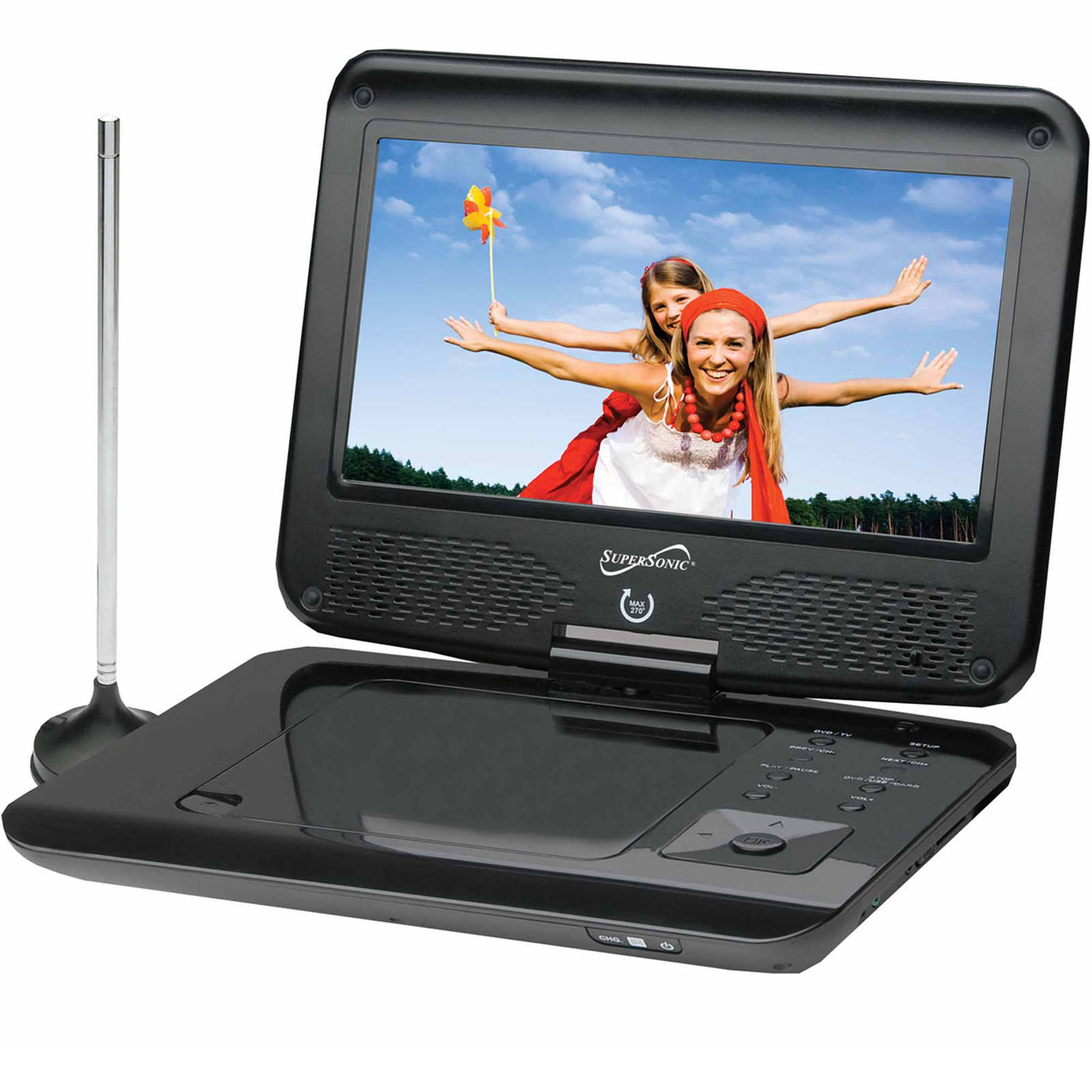Vergissing klinker boter Supersonic 97074072M 9" TFT Portable DVD/CD/MP3 Player with TV Tuner, USB &  SD Card Slot