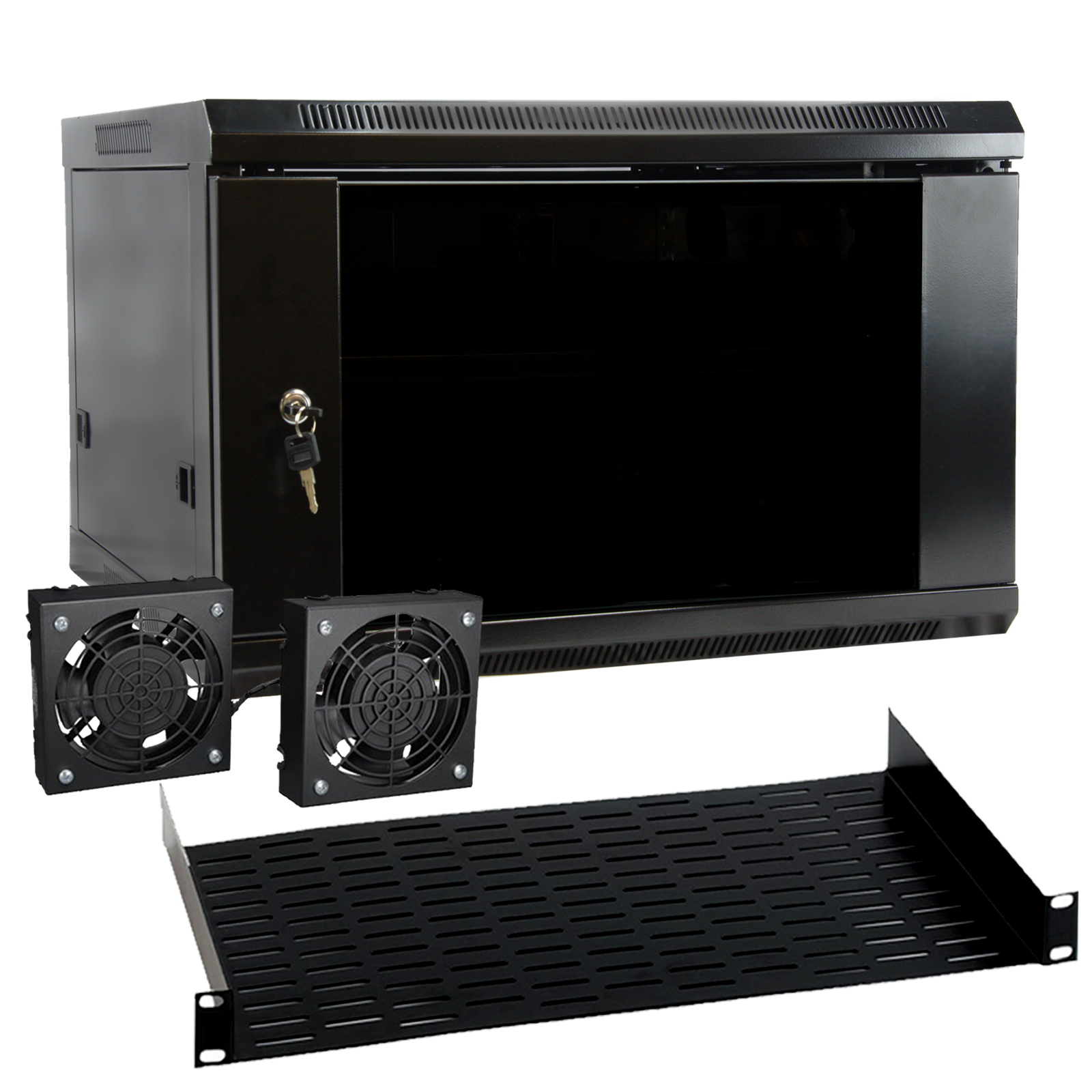 Megamounts 97095009M 6U Wall Mount Rack Enclosure Server Cabinet with Two Cooling Fans