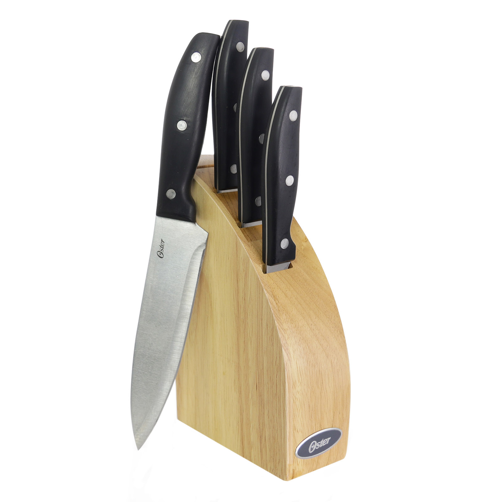 Oster Granger 5pc Cutlery Set with Halfmoon Natural Wood Block