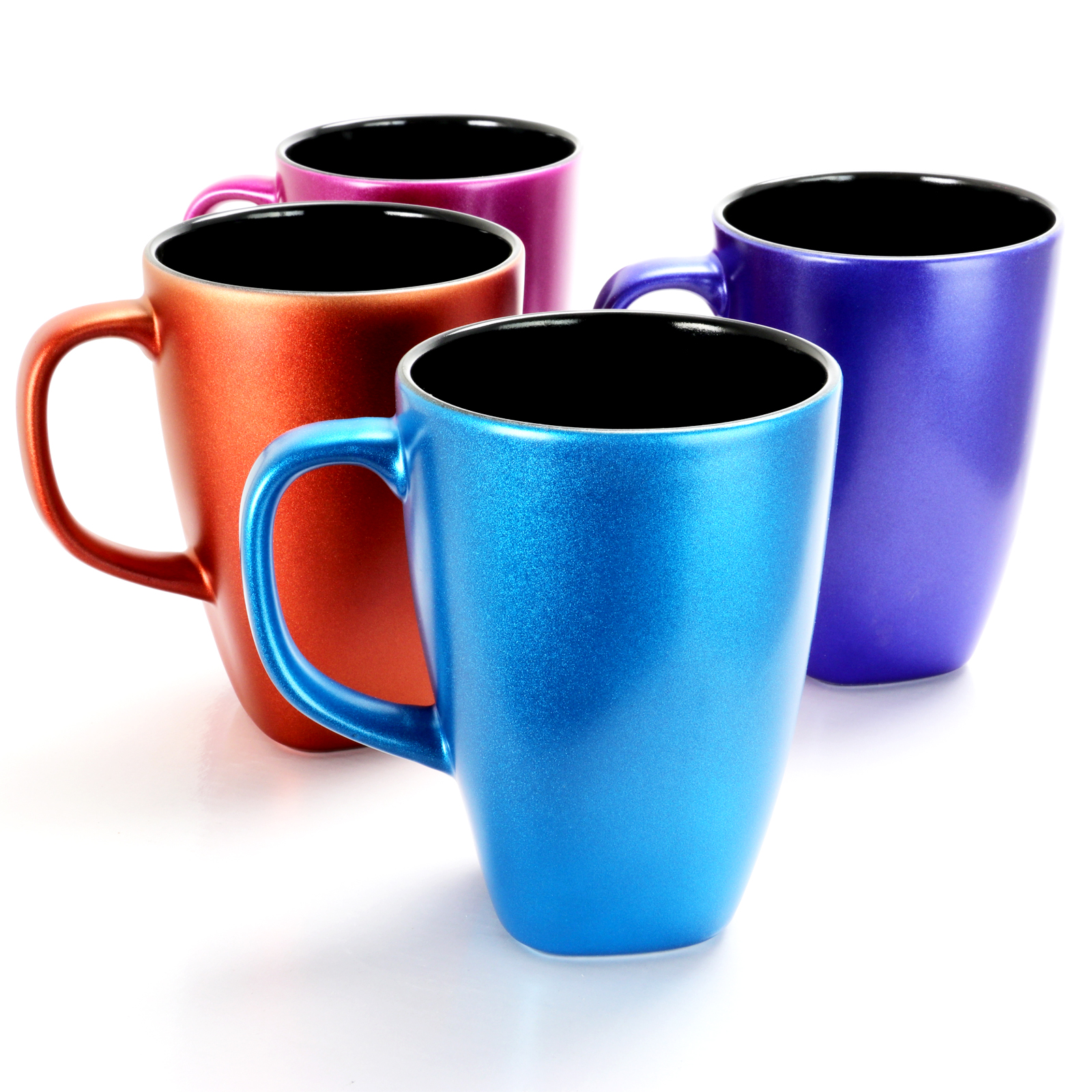 Mr. Coffee Luster Flare 16 oz Mug, 4 Assorted Colors Set of 4