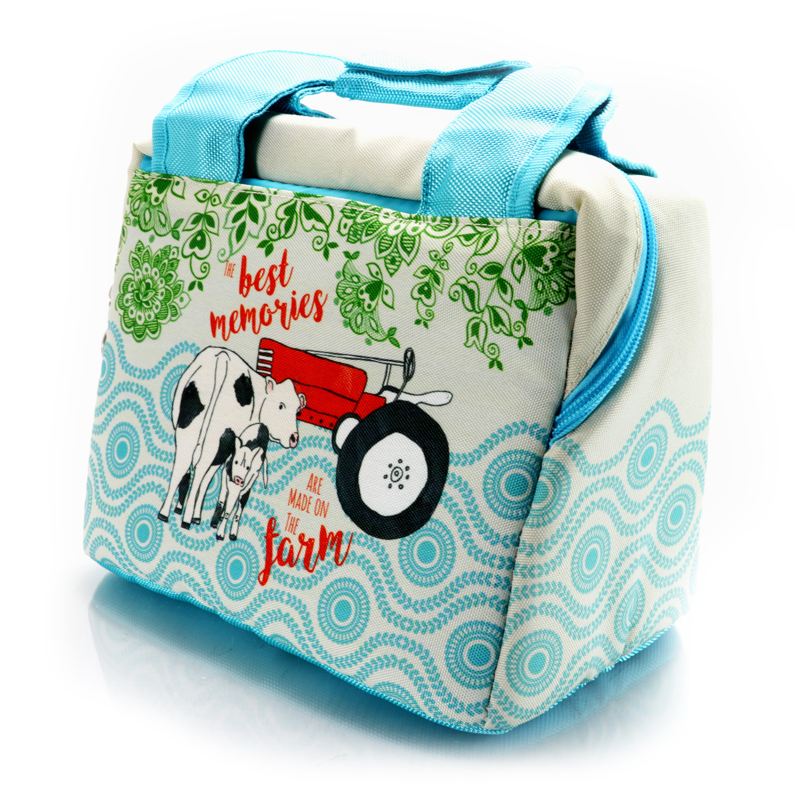 Urban Market Life on the Farm 10.25" Lunch Bag, Cows & Tractor Design