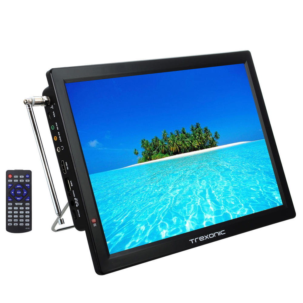 Trexonic 970110646M  Portable Rechargeable 14" LED TV With HDMI, SD/MMC, USB, VGA, AV In/Out And Built-in Digital Tuner