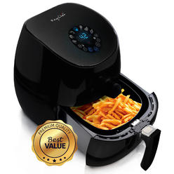 Megachef Airfryer and Multicooker with 7 Pre-Programmed Settings in Sleek Black, 3.5 quart (MCAI-320)